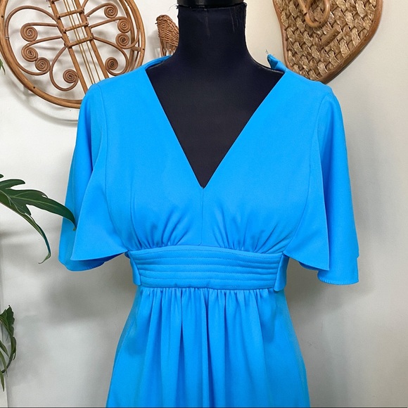 SOLD Vintage 70s Butterfly Sleeve Maxi Dress - Picture 2 of 6